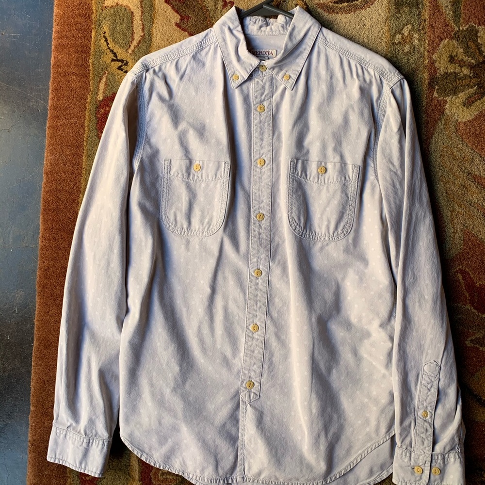 Merona Gray Polka Dot Button Down Shirt